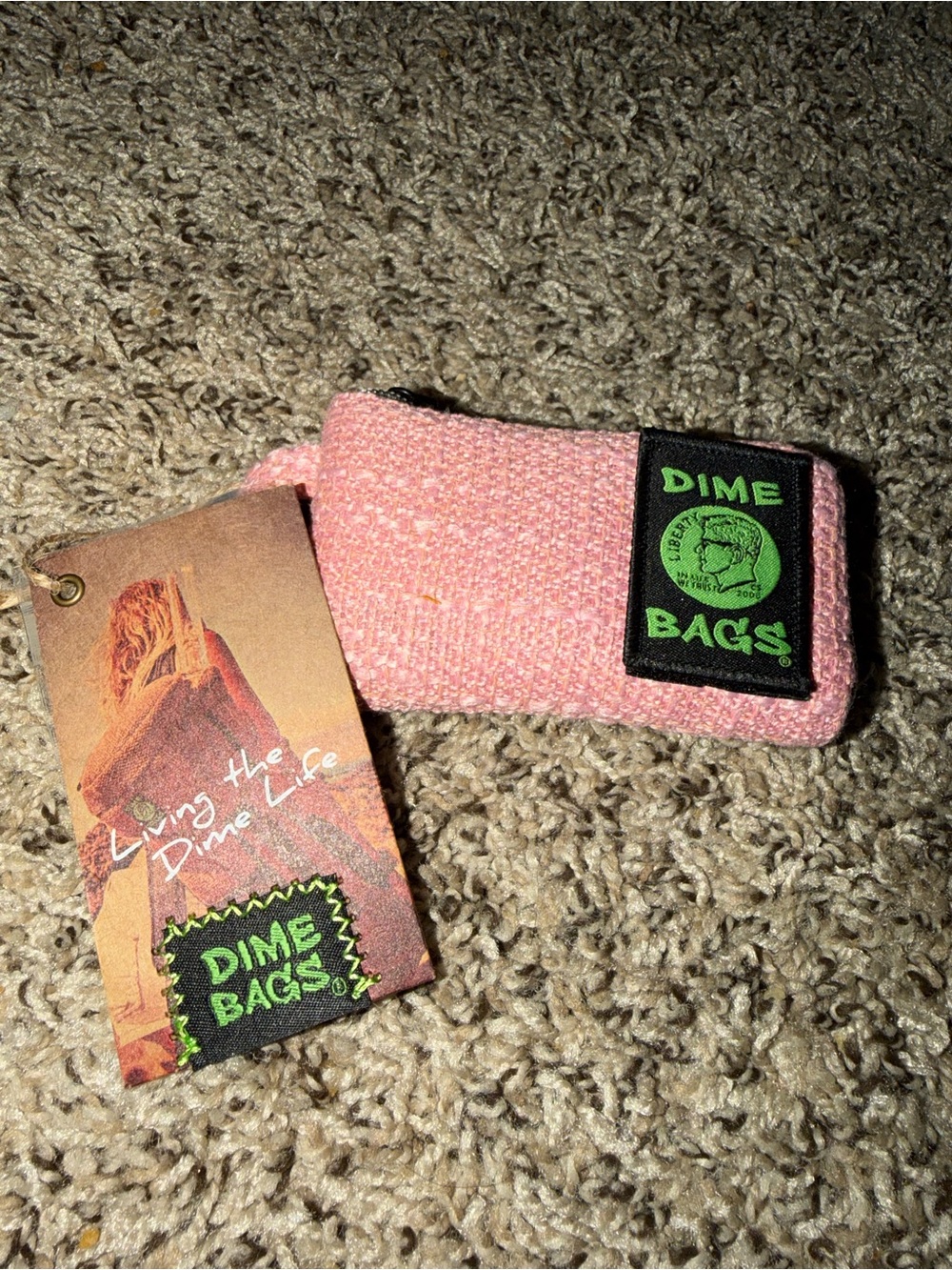 Barts Pink Woven Zip Pouch with Green Logo Patch